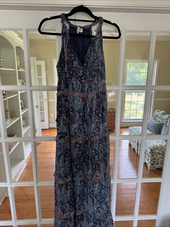 Caroline Constas Dresses & Skirts - Caroline Constas Navy and Rust Paisley Maxi Dress